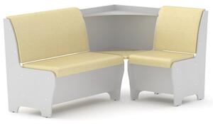 Rohová lavice MARSEI (Barva dřeva: bílá, Materiál potahu: vinyl - slonová kost)