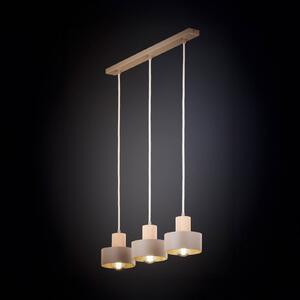 SIGMA Závěsné světlo Rif Wood, béžová/buk, délka 67 cm, třížárovkové, stmívatelný, Krémová / jantar, Obývací pokoj / jídelna, kov, Moderní