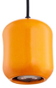 SIGMA Závěsné světlo Ceramic Barell, délka 10 cm, oranžová keramika/ocel, Žlutá / oranžová, Obývací pokoj / jídelna, Keramika