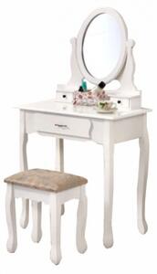 Toaletní stolek s taburetem Linet New bílostříbrný - TempoKondela