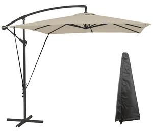 Zahradní slunečník Outsunny Eccentric 246x246 cm s křížovou základnou a ochranným obalem, nastavitelné kličkové mechanismy a UV ochrana 50+ | Aosom