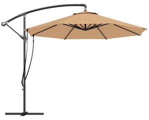 Závěsný slunečník Ø 290 cm s křížovým podstavcem, manuální ovládání a ochranným krytem, UV 50+ a větracími provázky pro terasu nebo patio - Khaki | Ao