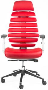MERCURY kancelářská židle FISH BONES PDH šedý plast, červená kůže - poslední kus BRATISLAVA