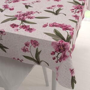 Biante Bavlněný obdélníkový ubrus Sandra SA-635 Růžovofialové orchideje na bílém 50x100 cm