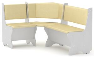 Rohová lavice KYPR (Barva dřeva: bílá, Materiál potahu: vinyl - slonová kost)