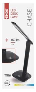 EMOS Stmívatelná LED moderní stolní lampa CHASE, 7,8W, teplá bílá-studená bílá, černá Z7619B
