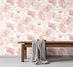 Bílo-růžová vliesová květinová tapeta na zeď, BL1772, Blooms Second Edition Resource Library, York