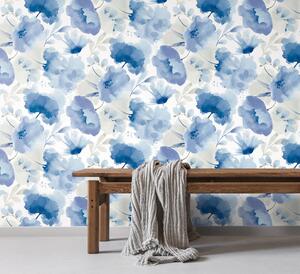 Šedo-modrá vliesová květinová tapeta na zeď, BL1773, Blooms Second Edition Resource Library, York