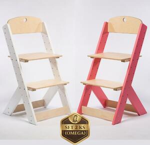 Lucas Wood Style - rostoucí židle OMEGA III zvýhodněný set 2 ks - bílá + růžová