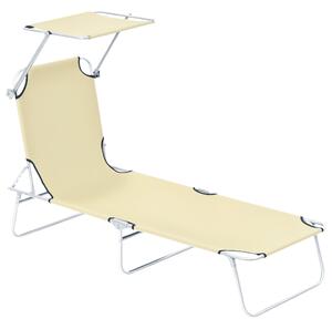 Skládací lehátko Outsunny pro venkovní zahradu s odnímatelnou a nastavitelnou stříškou, nastavitelné ve 4 úrovních pro terasu, bazén a patio 187x58x36