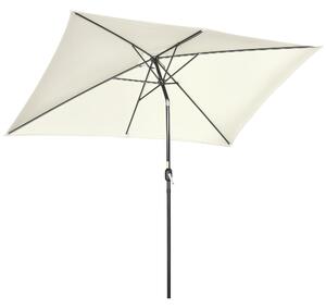 Zahradní slunečník Outsunny 195 cm x 295 cm s hliníkovým sloupem a nastavitelným úhlem, Anti-UV slunečník pro zahradní terasu Krémový | Aosom