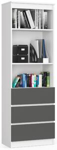 Ak furniture Knihovna R 60 cm bílá/grafitová