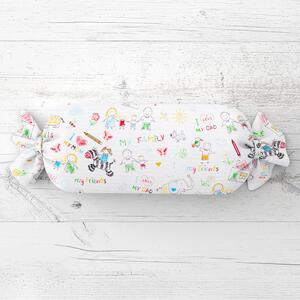 Biante Dětský polštář válec bonbon Sandra SA-041 Barevné omalovánky 15x40 cm