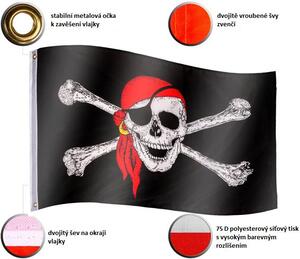 Tuin Vlajkový stožár vč. pirátské vlajky - 650 cm
