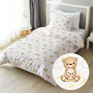 Biante Dětské bavlněné ložní povlečení Sandra SA-461 Zvířátka mezi hvězdičkami na bílém Jednolůžko 140x200 a 70x90 cm