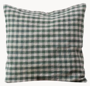 Lněný povlak na polštář Forest Green Gingham