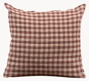 Lněný povlak na polštář Chocolate Gingham