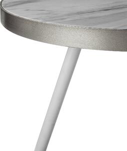 Odkládací stolek s mramorovým efektem bílý/stříbrný RAMONA
