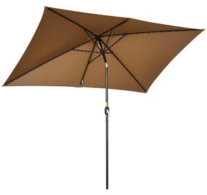 Zahradní slunečník Outsunny 202x293 cm s nastavitelným úhlem, hliníkový sloup a UV ochrana pro zahradní terasu Hnědý | Aosom