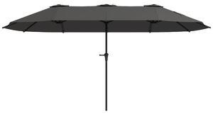 Outsunny Dvoubarevný Umbrella 4x2,2 m Venkovní Slunečník s Ručním Kolečkem Voděodolný a UV30+ Ochrana Velký Slunečník pro Terasu, Pláž, Bazén Tmavě Še