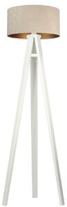 TEXTILO Dřevěná stojací lampa GLAMOUR, 1xE27, 60W, bílá, béžovozlatá 010p-029w-40cm