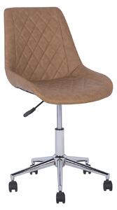 Kolečková židle čalouněná hnědou koženkou MARIBEL