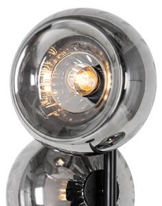 Stojací lampa Art Deco černá s kouřovým sklem 3-světelná - Ayesha