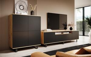 Moderní obývací sestava Logan 4 - dub artisan / černá