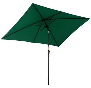 Outsunny Hliníkový Slunečník 195x295x253 cm Obdélníkový Zahradní Slunečník s Kličkou a Odnímatelným Sloupem pro Terasu, Bazén, Patio, Venku Zelený | A