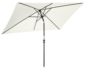 Outsunny Hliníkový Slunečník 200x300x253 cm Obdélníkový Zahradní Parasole s Kolečkem a Odnímatelným Postem proti UV záření pro Terasu, Bazén, Patio, E