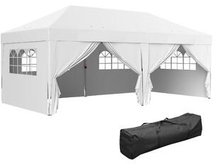 Skládací altán Outsunny 6x3 m s 6 odnímatelnými bočními stěnami, voděodolný, anti-UV a s taškou na přenášení – zahradní pavilon na kempování a večírky