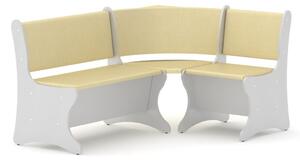 Rohová lavice ITALIA (Barva dřeva: bílá, Materiál potahu: vinyl - slonová kost)