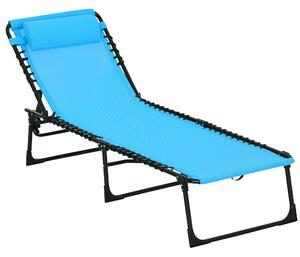 Skládací a nastavitelný slunečník Outsunny s 4 pozicemi sklopení, zahradní křeslo se systémem bungee pro venkovní použití, ocelový rám 189x58x30 cm, s