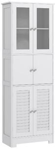 HOMCOM Sloupcový pomocný nábytek do koupelny s 6 dveřmi, nastavitelnými policemi a protiskluzovým designem moderní koupelnová skříň 60x30x170,5 cm bíl