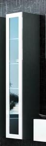 Vitrína Vigo 180 cm sklo, šedá / bílá lesk