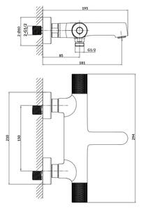Cersanit S951-569 - Termostatická vanová baterie ZEN černá