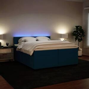 Box spring postel s matrací modrá 200 x 200 cm samet 3288700