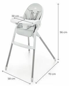KINDERKRAFT - Dětská jídelní židle 2v1 DINNLY šedá