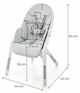 KINDERKRAFT - Dětská jídelní židle 2v1 DINNLY šedá