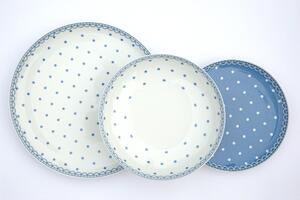 Thun 1794 Tom, talířová sada, modré puntíky, karlovarský porcelán, Thun, 18 d