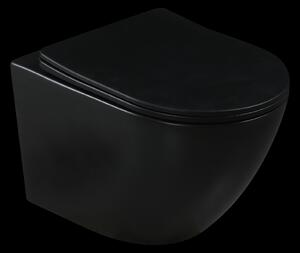 Invena Invena, MISKA WC PODWIESZANA, QFS, TAVRO OKRĄGŁA, Z DESKY WOLNOOPAD, CZARNY, INV-CE-71-005-Y