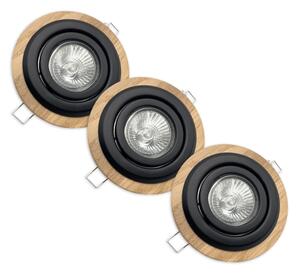 SADA 3x Podhledové svítidlo TOBBY 1xGU10/20W/230V pr. 11,5 cm dub/černá