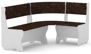 Rohová lavice MALTA (Barva dřeva: bílá, Materiál potahu: tkanina - boston chocolate)