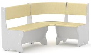 Rohová lavice MALTA (Barva dřeva: bílá, Materiál potahu: vinyl - slonová kost)