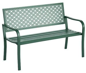 Zahradní lavice Outsunny z oceli, dvoumístná parková lavice s opěradlem a područkami, lavice s květinovým vzorem, pro zahradu, balkon, max. 240 kg, tm