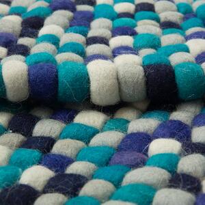 Modro-bílý koberec z filcových kuliček 160 x 230 cm AMDO