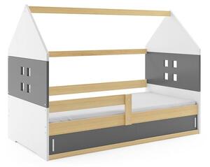 Dětská postel Domi 1 80x160 - 1 osoba – Borovice, Grafit, Bílá