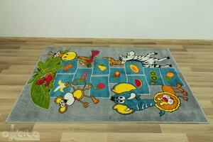 Dětský koberec Rainbow 11120/190- Exotická zvířátka, šedý