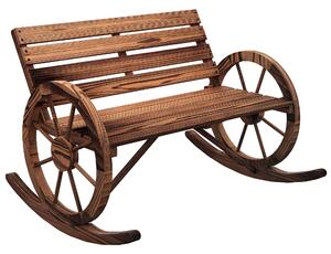 Dřevěná houpačka Outsunny, houpačka s opěrkami, zahradní lavička pro 2 osoby, dřevěná lavička do zahrady, na balkon, nosnost až 240 kg, spálená, 105 x