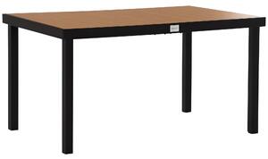 Zahradní stůl Outsunny pro 6 osob, jídelní stůl z hliníku, zahradní nábytek, lounge nábytek, snadno udržovatelný plast, přírodní + černá 140 x 90 x 74